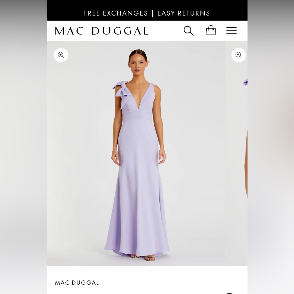 Mac Duggal Purple Sleeveless V-Neck Gown